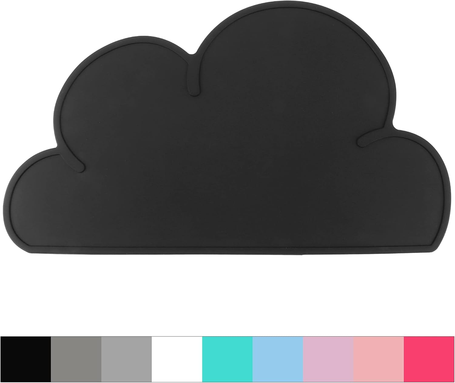 Pet Food Mats–Dog Cat Feeding Mat Top Grade Cloud Silicone Pad Anti-Slip Waterproof Anti-Slip Bowl Placemat (Black)