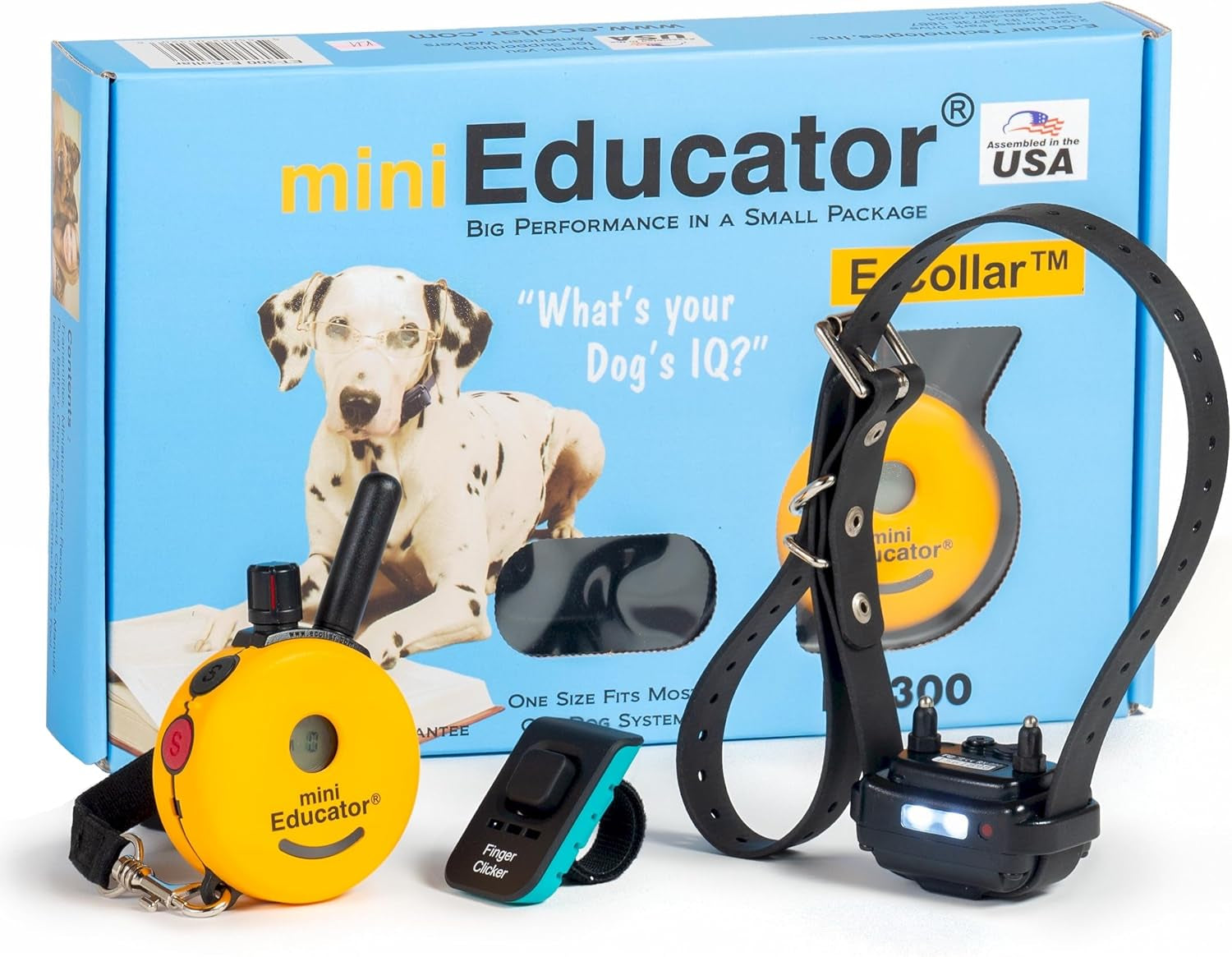 Mini  E-Collar ET-300 1/2 Mile Waterproof Remote Dog Training Collar Includes Premium Finger Clicker Trainer, 100 Programmable Levels + Vibration + Light + Sound, Yellow