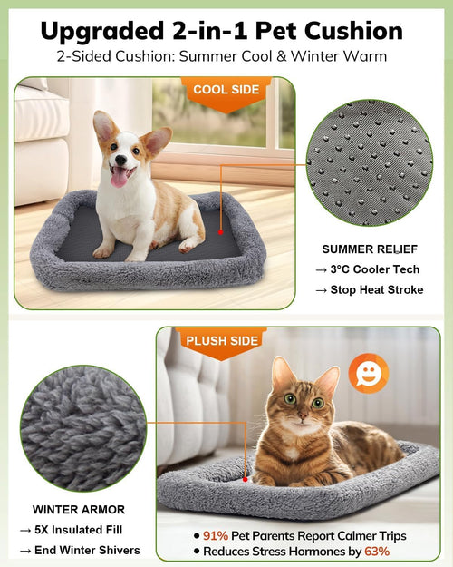 Cat Carrier - Cat Carrier Soft for Medium or Large Cats up to 20Lbs, with Dual-Sided Cushion, Secure Buckle and Foldable Bowl, Dog Carriers for Small Dogs - Pet Carrier (Dark Gray)