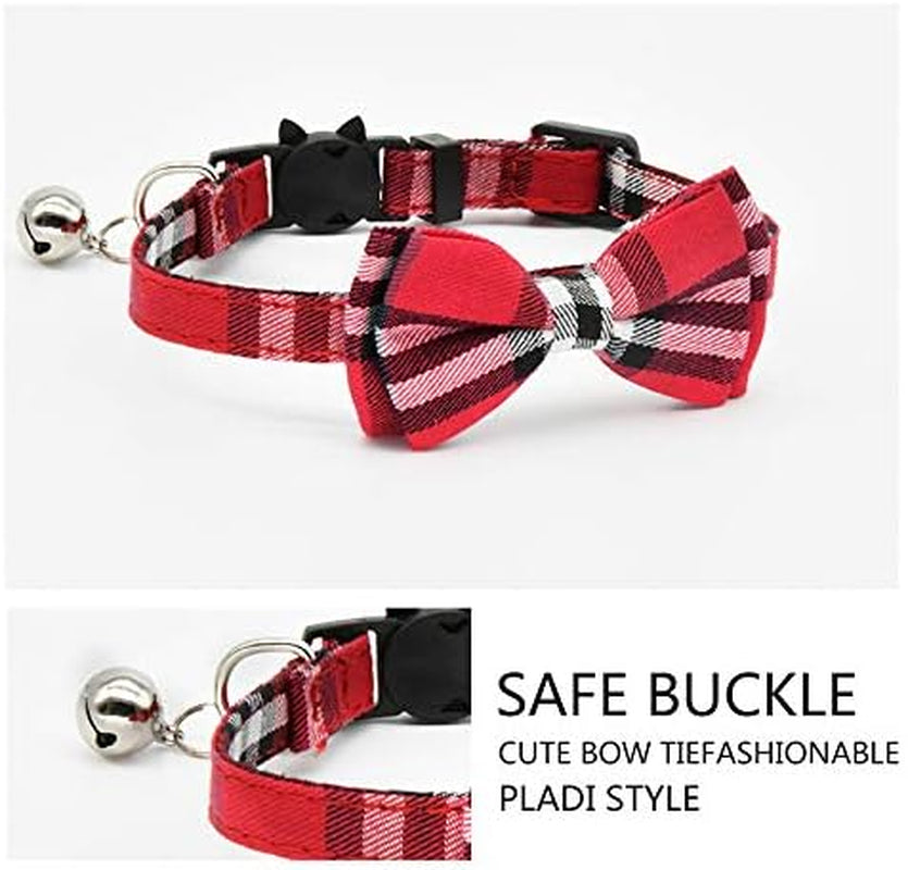 2 Pack/Set Cat Collar Breakaway with Cute  and Bell for Kitty and Some Puppies, Adjustable from 7.8-10.5 Inch (Black+Brown)