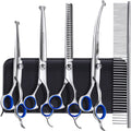Titanium Coated Professional 6 in 1 4CR Stainless Steel Dog Grooming Scissors with Safety round Tip, Heavy Duty Pet Grooming Scissor for Dogs, Cats and Other Animals