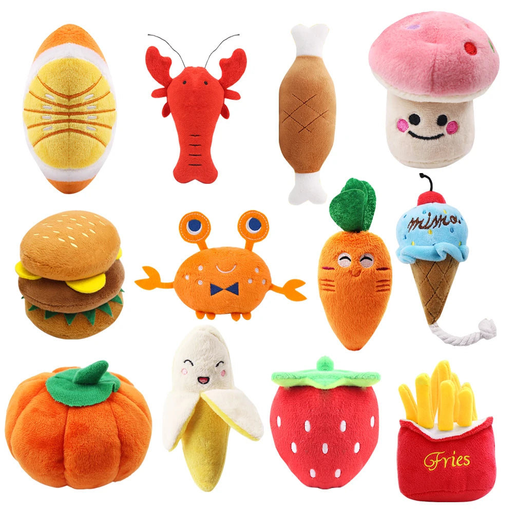 Squeaky Plush Dog Toy Set