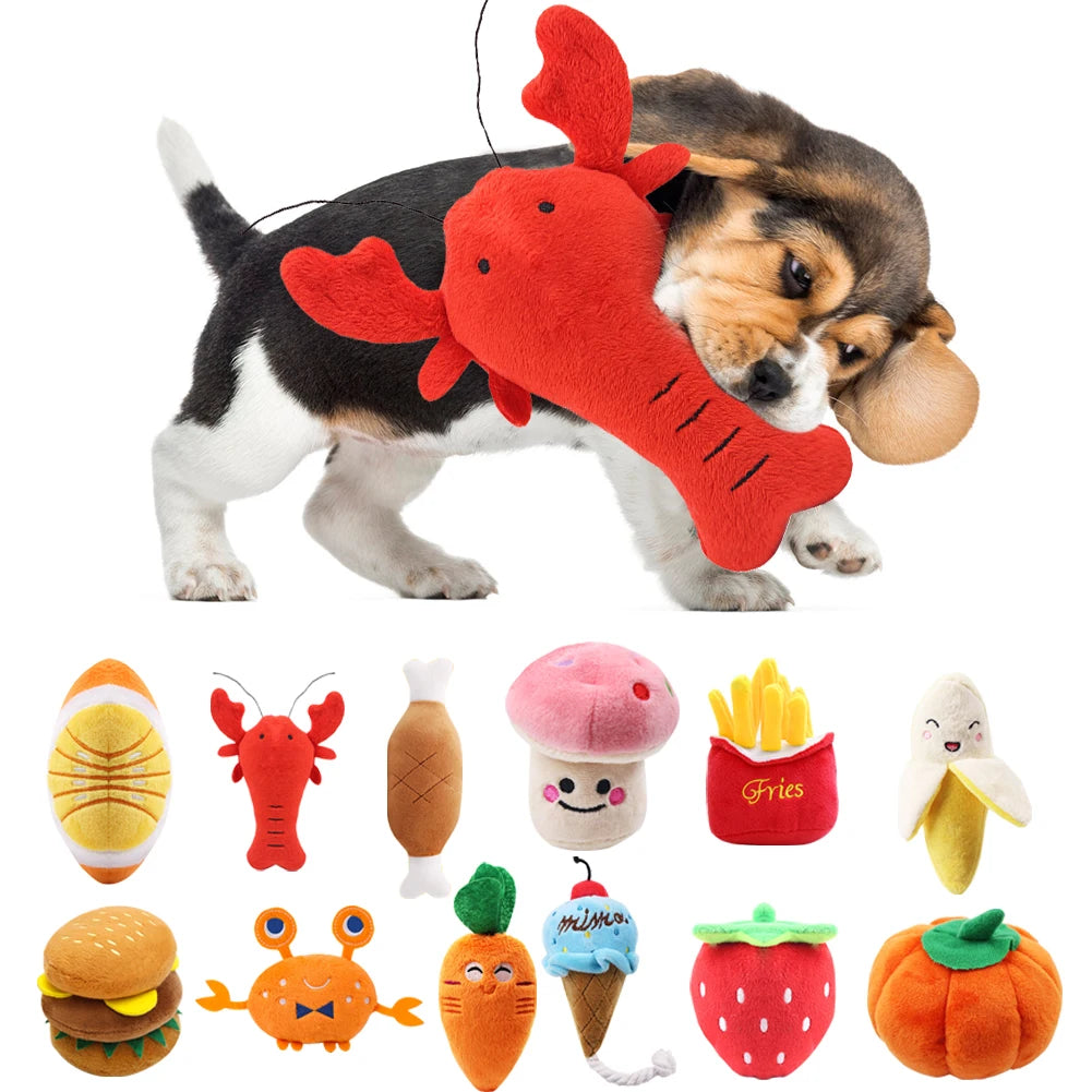 Squeaky Plush Dog Toy Set